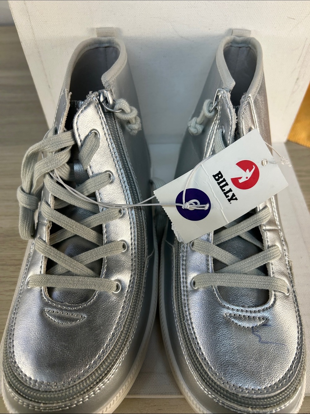 Billy Kids' Metallic Silver High-Top Sneakers